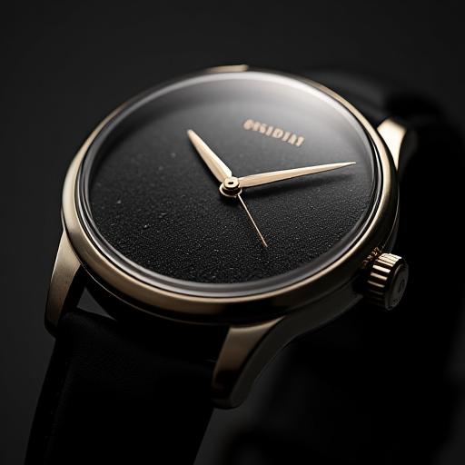 The Obsidian Automatic watch with a polished volcanic glass dial